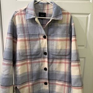 Rails Oversized Plaid in Blue and Cream Shacket Size Small